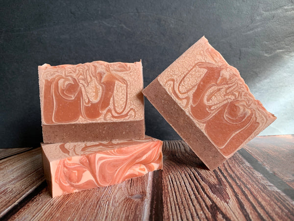 craft beer soap handmade in texas with longs peach neipa craft beer from walking stick brewing company houston texas craft brewery peach beer soap for him with exfoliation 