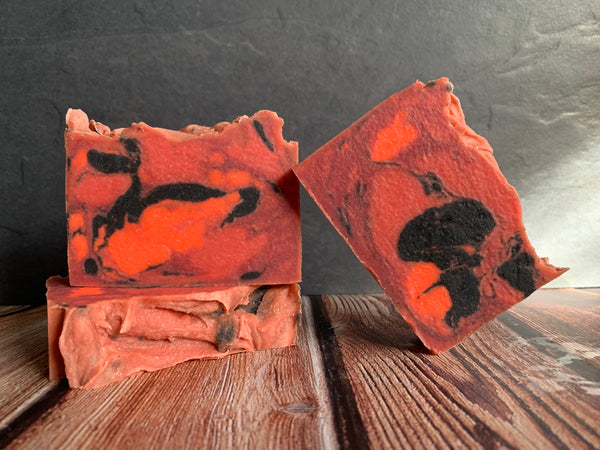 red and black craft beer soap handmade in texas with feisty redhead craft beer from HopFusion ale works Fort Worth texas craft brewery craft beer soap for her redhead gift ideas