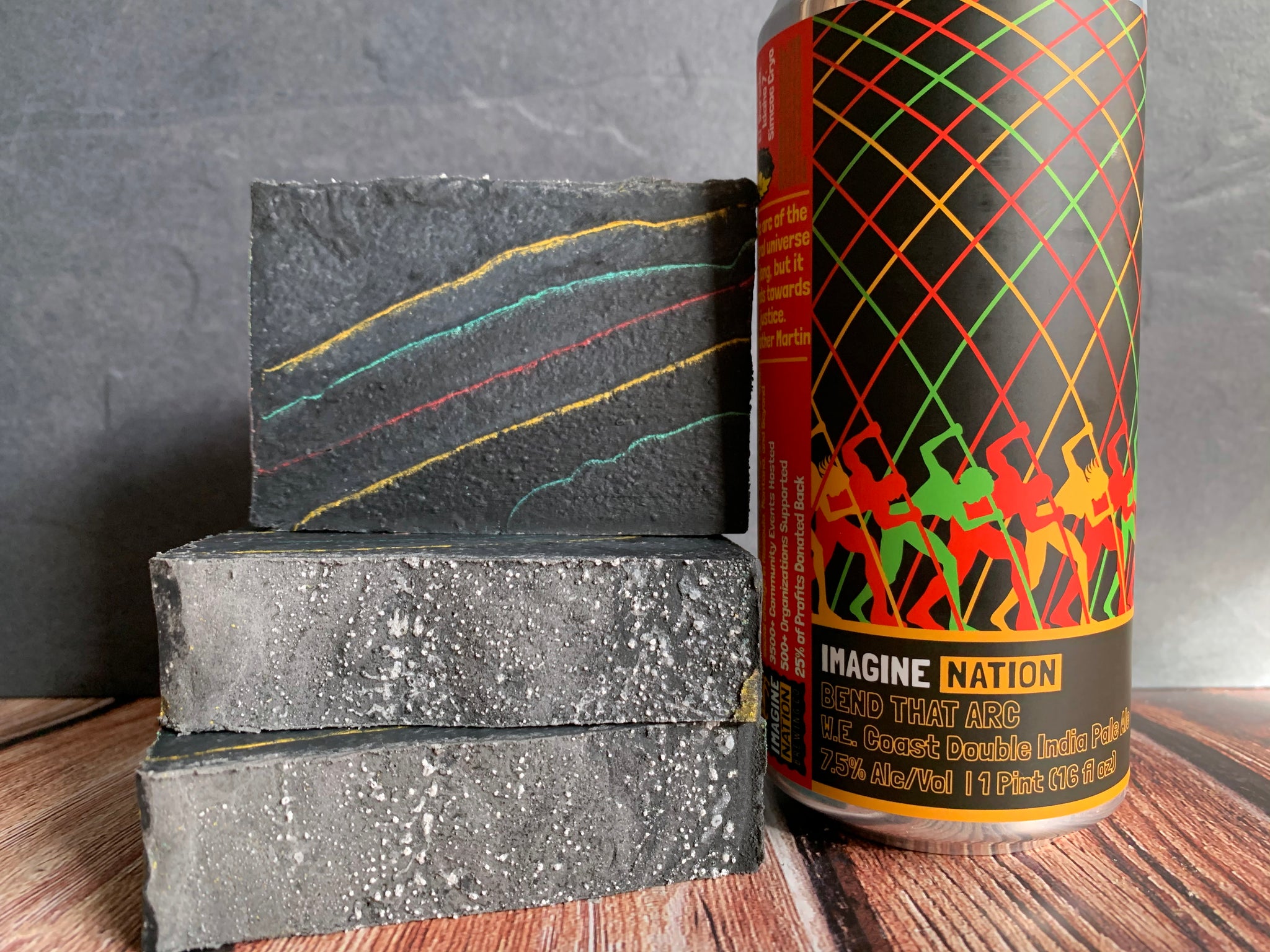 black craft beer soap for him with activated charcoal handmade with bend that arc craft beer from imagine nation craft brewery Missoula Montana craft brewery  handmade soap with lemon essential oil