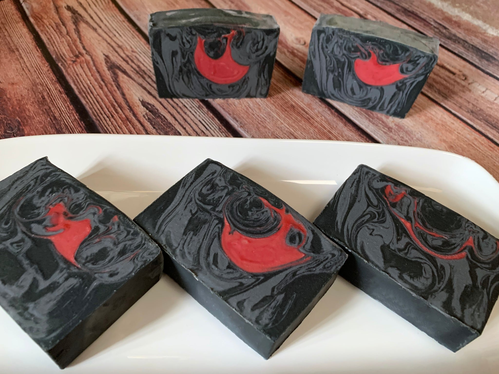 black and red craft beer soap handmade in texas with black wit-o witbier from no label brewing company Katy texas craft brewery beer soap for him with activated charcoal spunkndisorderly beer soap