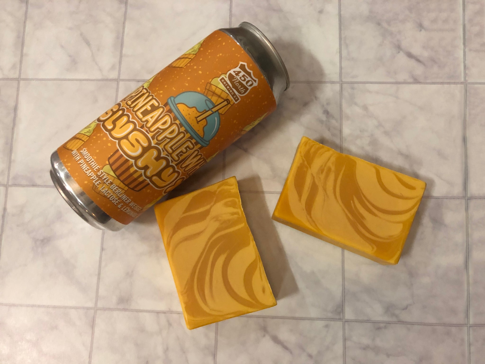 craft beer soap handmade with pineapple whip slushy xl beer from 450 north brewing company yellow pineapple soap 
