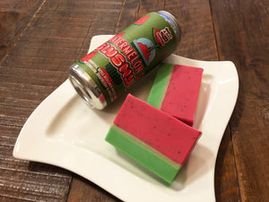 craft beer soap handmade with watermelon slice slushy beer from 450 north brewing company spunkndisorderly watermelon craft beer soap with poppyseeds