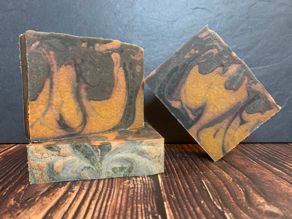 brown Black and Tan craft beer soap handmade with Aceite Crudo Russian imperial stout craft beer from Spindletap Brewery houston texas craft brewery craft beer soap for him with activated charcoal spunkndisorderly soaps