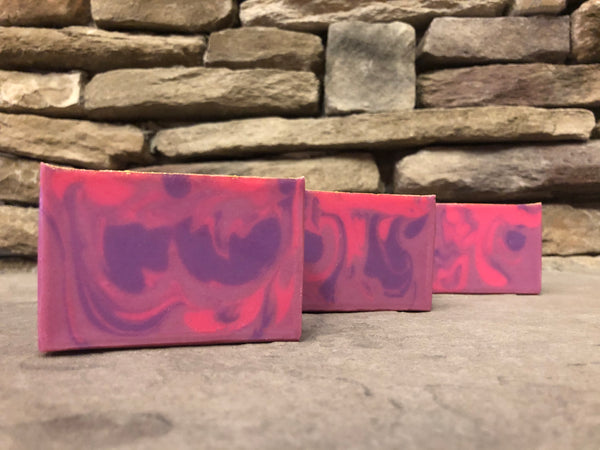 craft beer soap handmade with raspberry sour ale from upland brewing company indiana craft brewery  pink and purple craft beer soap handmade in indiana raspberry soap for her spunkndisorderly