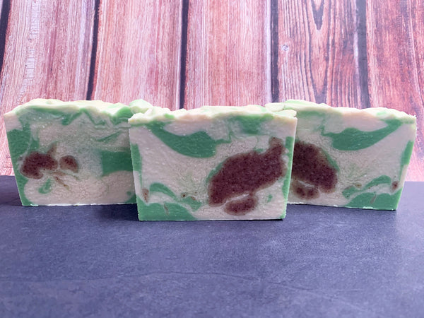 key lime pie beer soap handmade with New York craft beer from evil twin brewing New York City green white and brown exfoliating beer soap for him spunkndisorderly craft beer soap