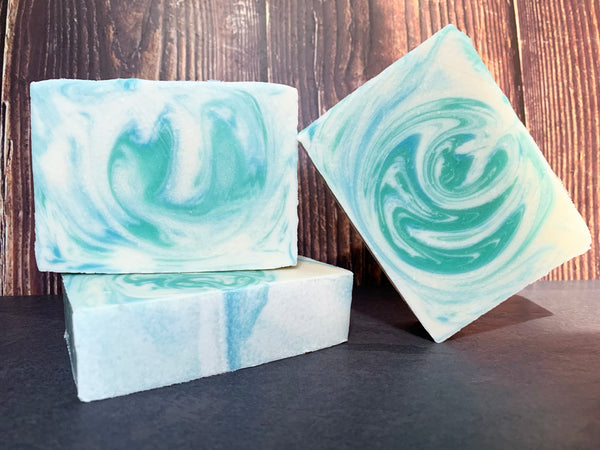 Delaware beer soap made with slightly mighty ipa from dogfish head brewery white soap with blue and teal Delaware beer soap for him from spunkndisorderly
