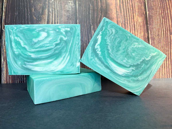 teal and white swirl beer soap handmade craft beer soap made with Delaware beer from dogfish head brewery in Milton Delaware refreshing soap beer soap by spunkndisorderly 