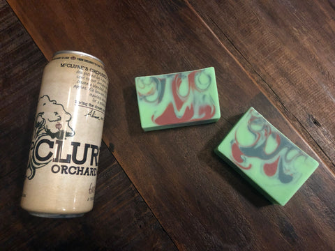 artisan cider soap handmade in Indiana with Indiana cider farmhouse cider hard cider from mcclure's orchard and winery apple cider green and red apple cider soap red and green apple soap spunkndisorderly 