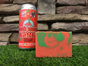 dank mango beer soap orange and green beer soap handmade in Indiana with dank mango slushy xl from 450 north brewing company Columbus Indiana craft brewery in collaboration with dank dabber pot beer mango cannabis scented soap spunkndisorderly craft beer soap  