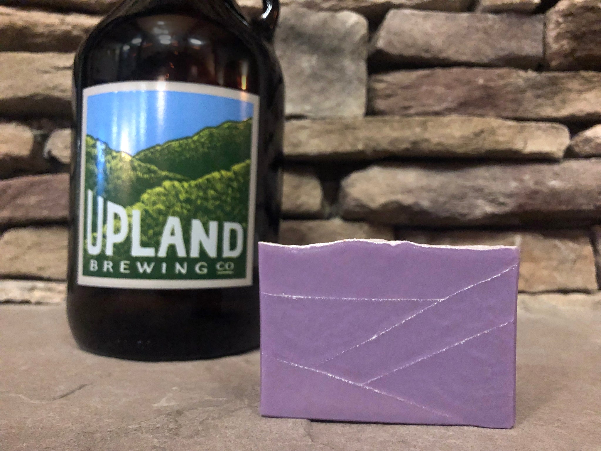 purple beer soap for her handmade in Indiana with dragonfly ipa Indiana craft beer from upland brewing co. Bloomington Indiana craft brewery  dragonfly India pale ale craft beer purple soap with silver accents purple beer soap for her spunkndisorderly craft beer soaps