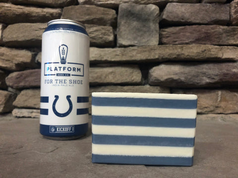 ohio beer soap handmade with for the shoe India pale ale ipa beer from platform beer co Cleveland ohio brewery Indianapolis colts soap colts themed gift beer soap for him spunkndisorderly craft beer soap white and blue beer soap colts football inspired gift ideas spunkndisorderly handmade in indiana