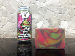 colorful beer soap slushy xl braaaaaaains smoothie sour from drekker brewing company North Dakota brewery in collaboration with 450 north brewing company indiana craft brewery pink purple orange green beer soap by spunkndisorderly craft beer soaps for sale