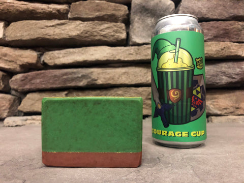 brown and green beer soap Zelda beer soap handmade with courage cup fruited sour beer from 450 North Brewing company in Columbus indiana craft beer soaps by spunkndisorderly beer soaps