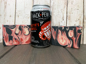 texas beer soap handcrafted in texas by spunkndisorderly craft beer soaps beer soap for him with activated charcoal red white and black beer soap made with satyr's swill bock from back pew brewing porter texas craft brewery 
