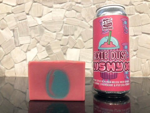 blue and pink beer soap for her handmade soap made with pixie dust slushy xl from 450 North Brewing company by spunkndisorderly craft beer soaps