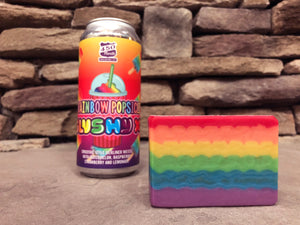 rainbow soap made with beer from 450 North Brewing company beer soaps by spunkndisorderly craft beer soap for sale