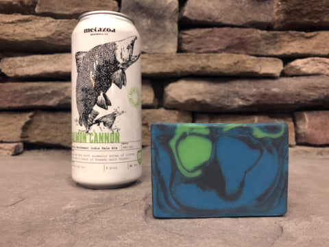 indiana beer soap handcrafted with salmon cannon Pacific Northwest India pale ale from metazoa brewing co craft beer soaps by spunkndisorderly beer soap for him with activated charcoal