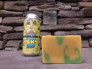 Skywalker og beer soap handcrafted with  Skywalker og slushy xl from 450 north brewing company in collaboration with indy craft brew indiana craft beer soap yellow and green beer soap by spunkndisorderly beer soap for sale