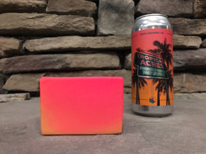 pink to orange ombre beer soap handcrafted with tropical acres fruited sour from 3 sons brewing co Florida craft brewery beer soap for her by spunkndisorderly beer soaps